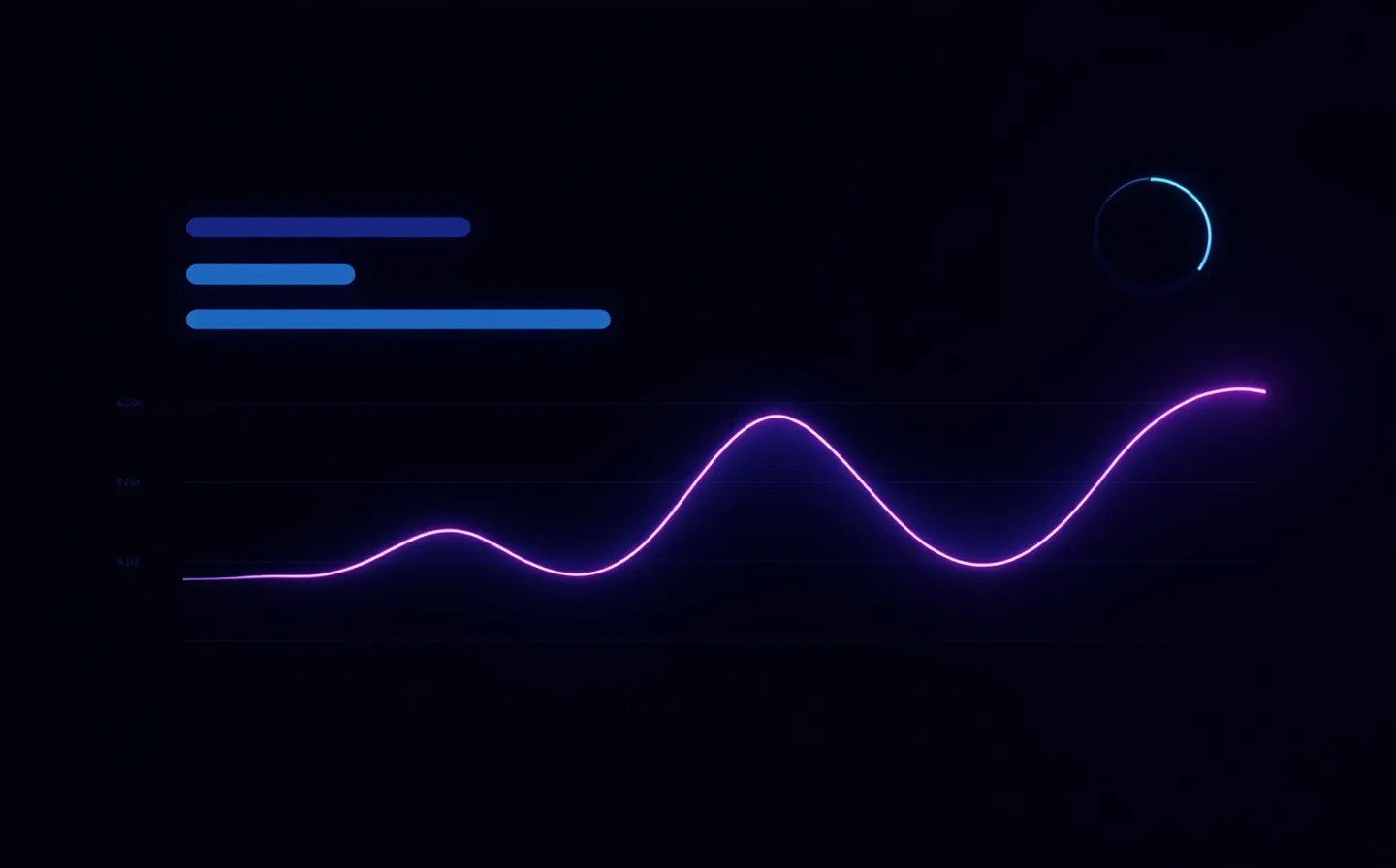 Dark data-tracker abstraction of a glowing delta slow-wave, sparse sleep-stage bands, and a strain-green ring gauge on black